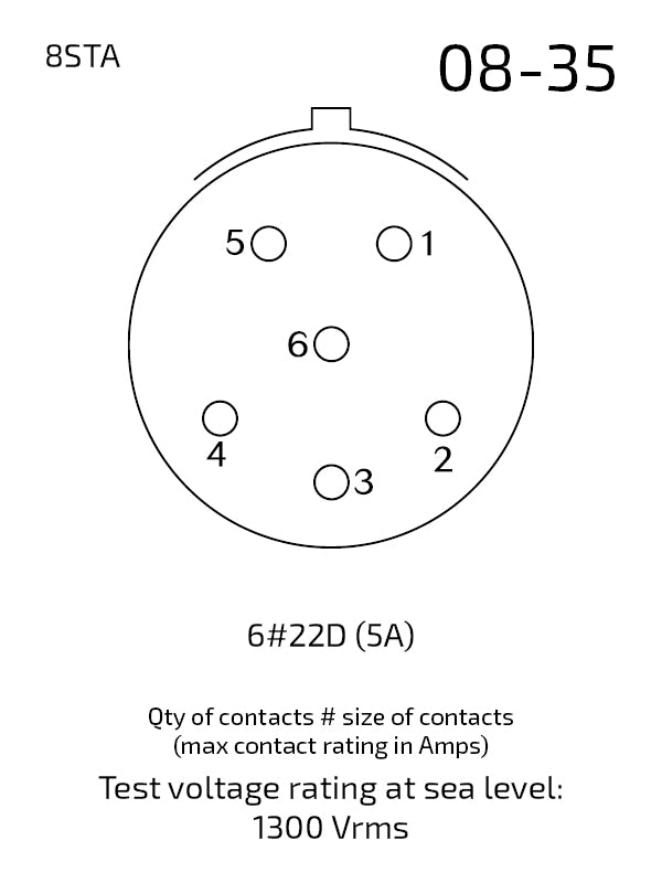 Souriau Autosport Line Plug Connector 6 pin contacts 8STA608-35PN