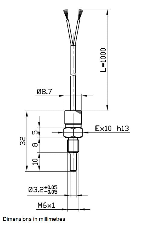 Compsystems PT1000 M6 Fast Fluid Temp Sensor